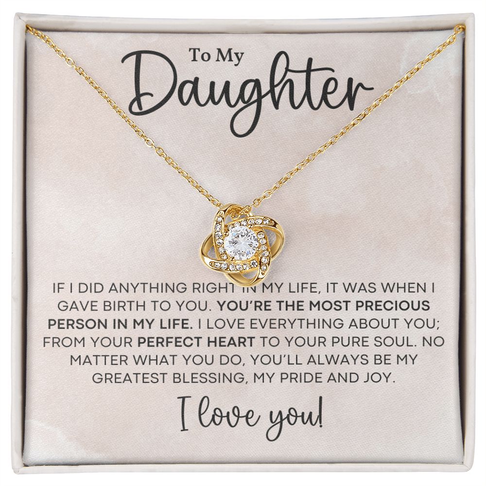 Daughter - Perfect Heart - Love Knot Necklace