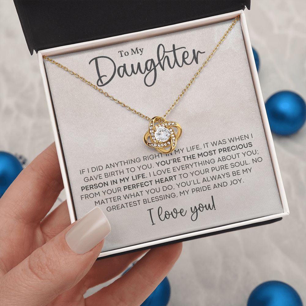 Daughter - Perfect Heart - Love Knot Necklace