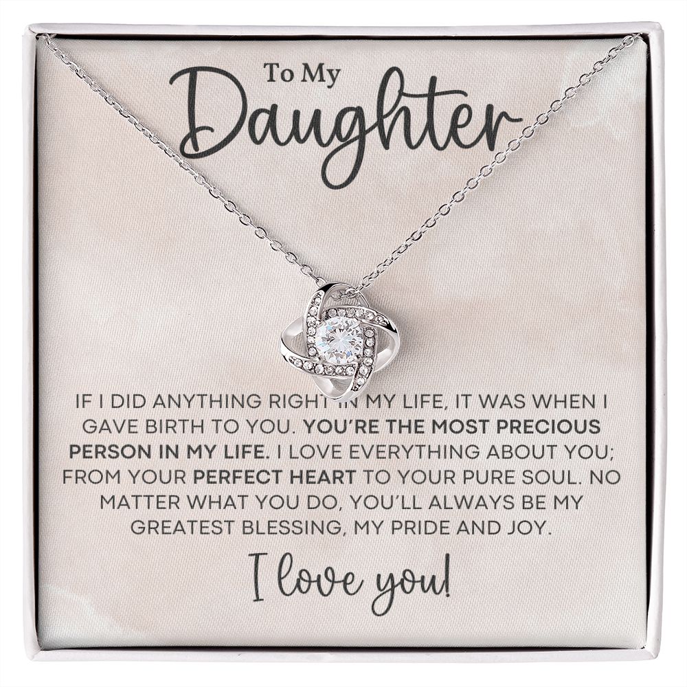 Daughter - Perfect Heart - Love Knot Necklace