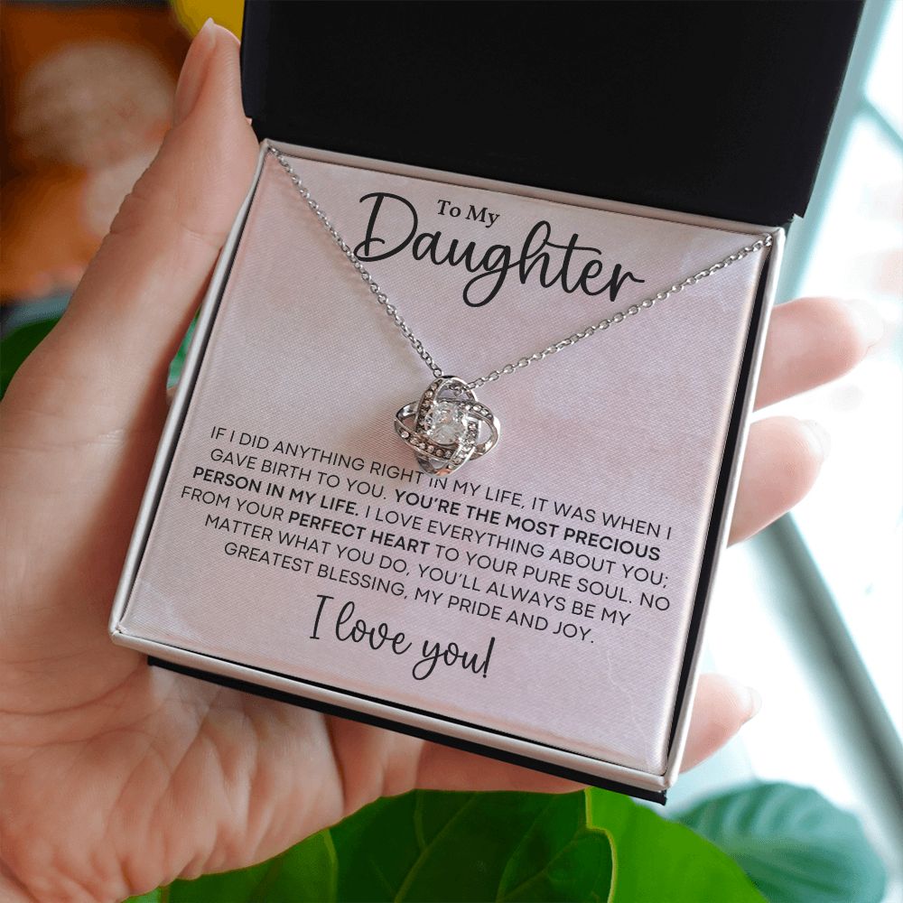 Daughter - Perfect Heart - Love Knot Necklace