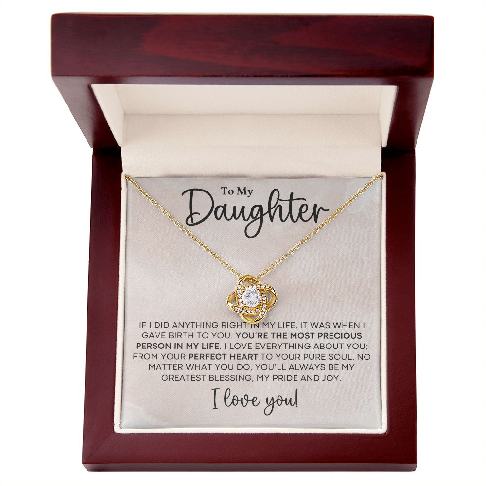 Daughter - Perfect Heart - Love Knot Necklace