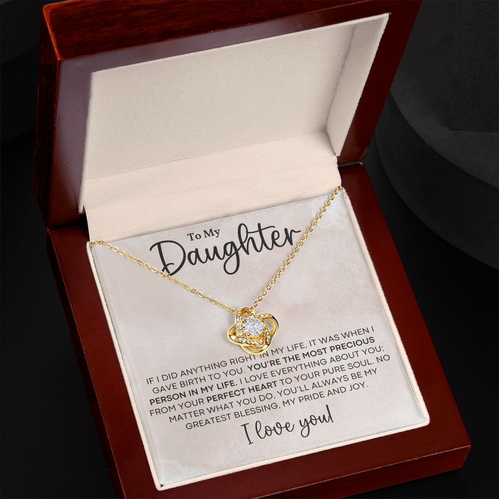 Daughter - Perfect Heart - Love Knot Necklace