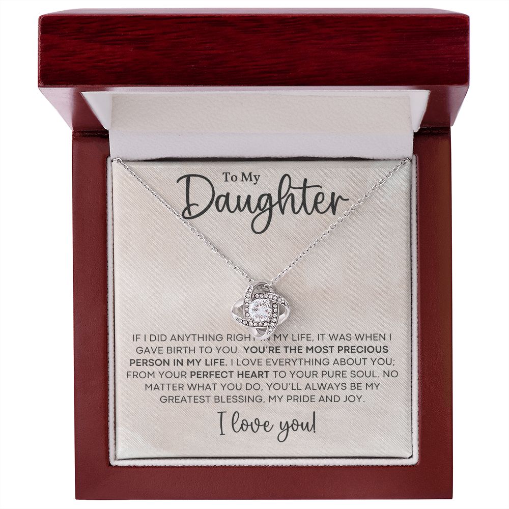 Daughter - Perfect Heart - Love Knot Necklace