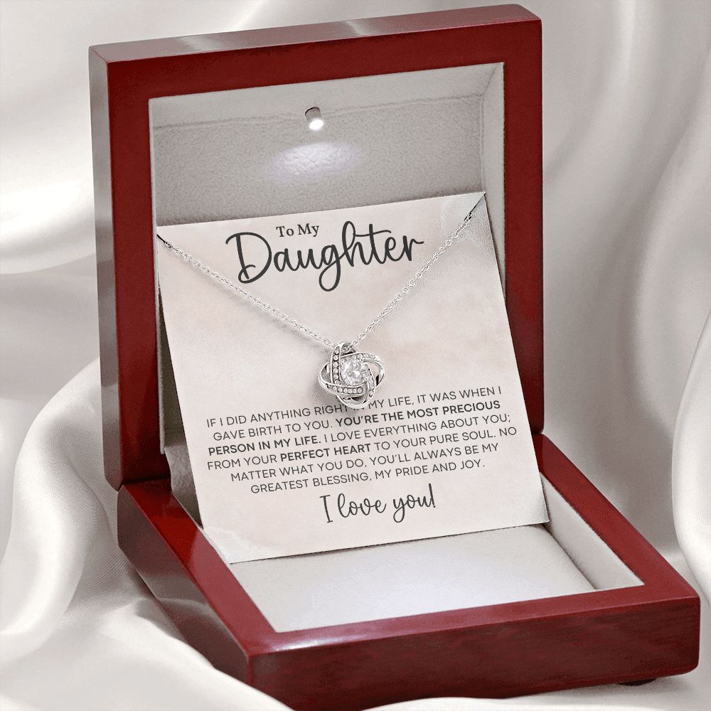 Daughter - Perfect Heart - Love Knot Necklace