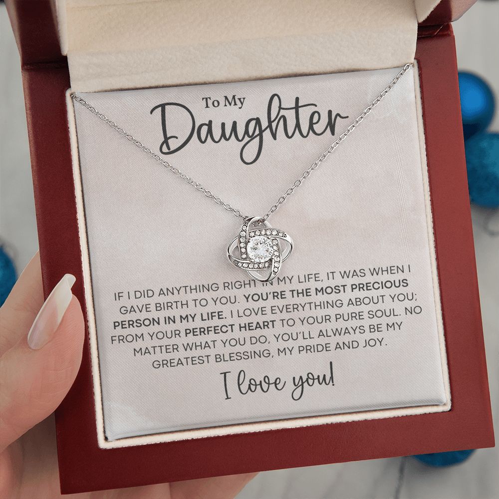 Daughter - Perfect Heart - Love Knot Necklace